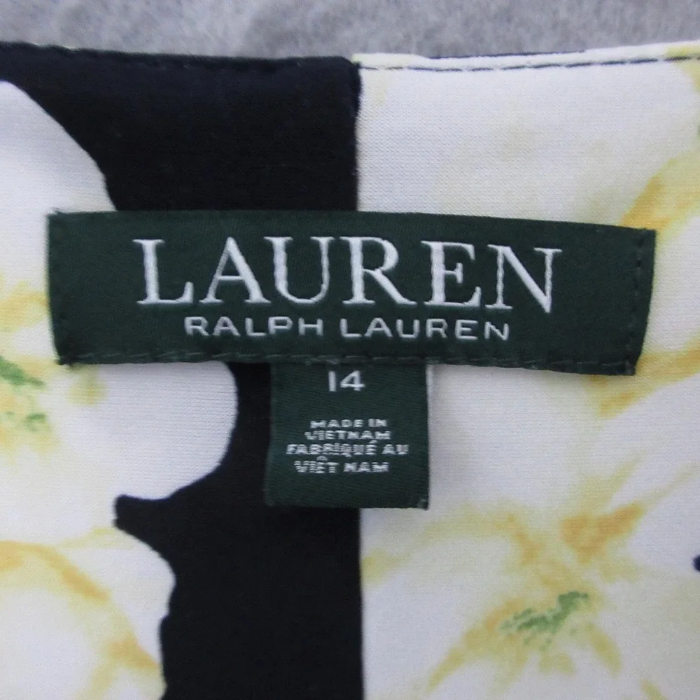 Lauren Ralph Lauren Dress 14Floral Cowl‎ Neck Ruched Church Career Timeless Boho